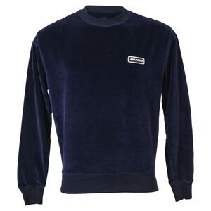 Ami Logo Crewneck Sweater in Navy Blue Velvet